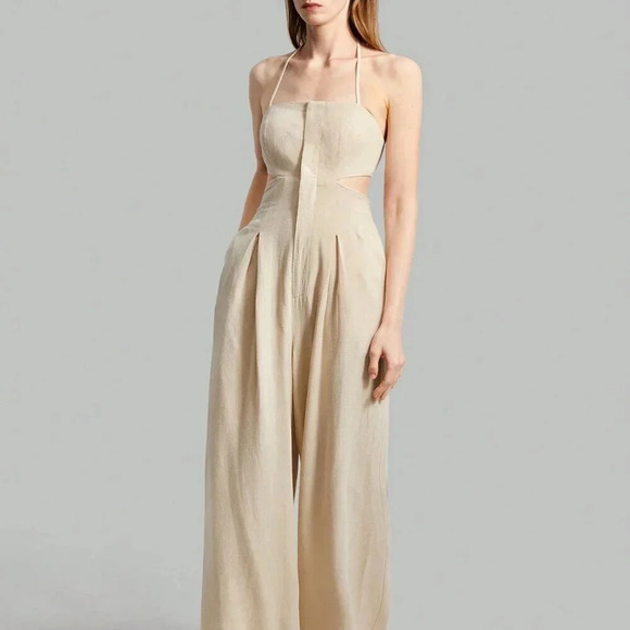 Khaki Sexy Women's Backless Strap Halter Jumpsuit - Picture 8 of 8